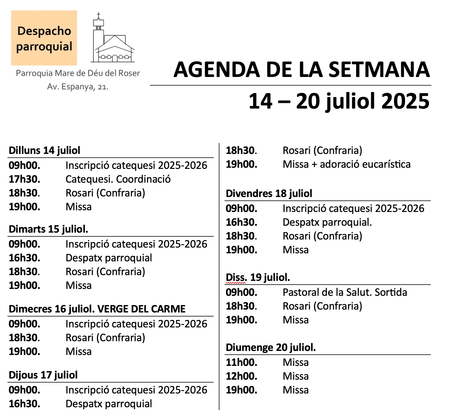 Agenda parroquial