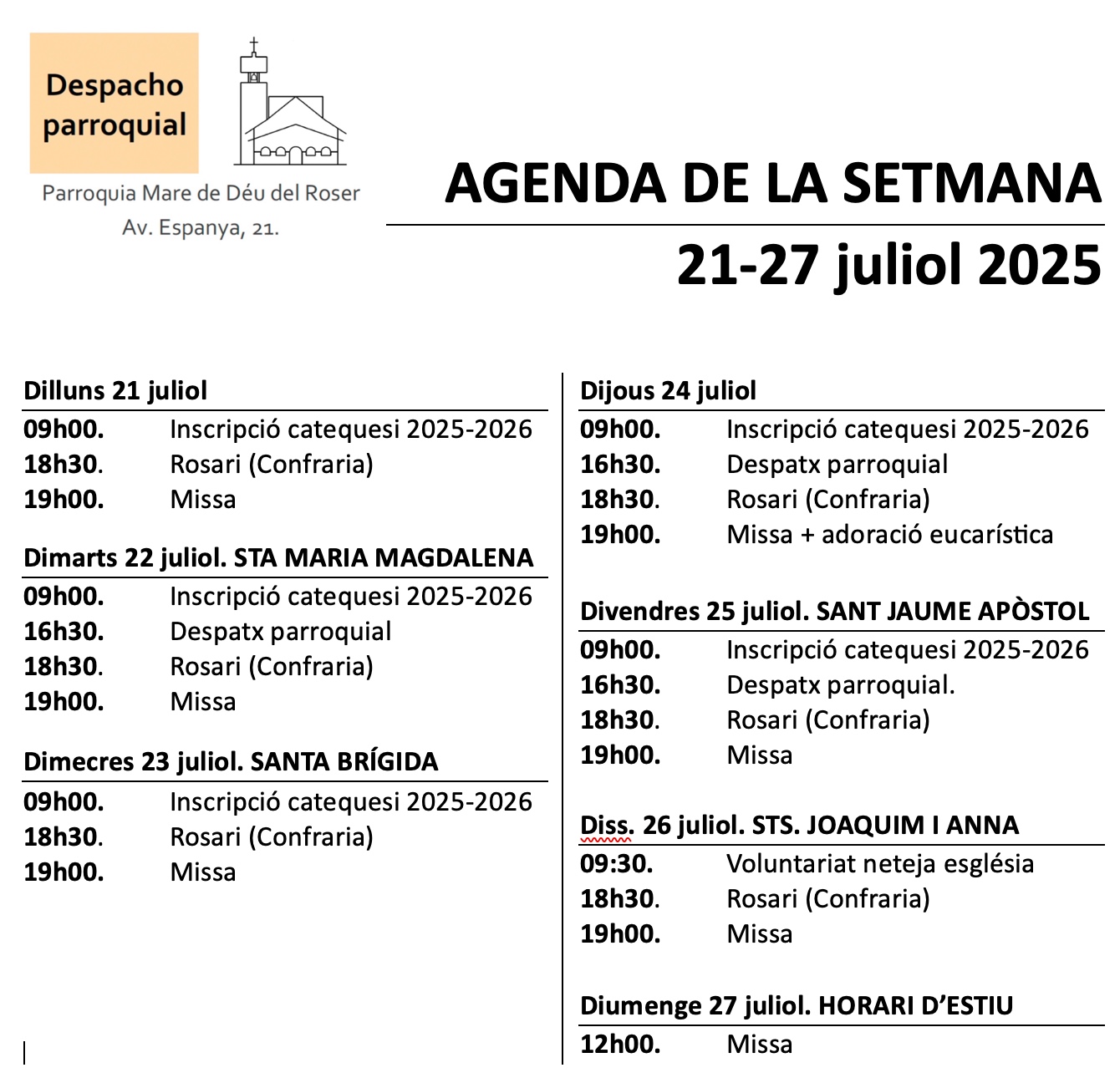 Agenda parroquial
